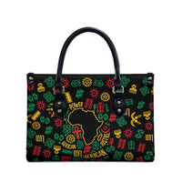 African Map Symbol Leather Bag with Red Yellow Green Tribal Symbols and Empowering Pattern - Wonder Print Shop
