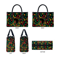 African Map Symbol Leather Bag with Red Yellow Green Tribal Symbols and Empowering Pattern - Wonder Print Shop