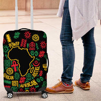 African Map Symbol Luggage Cover with Red Yellow Green Tribal Symbols and Empowering Pattern - Wonder Print Shop
