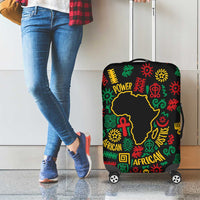 African Map Symbol Luggage Cover with Red Yellow Green Tribal Symbols and Empowering Pattern - Wonder Print Shop