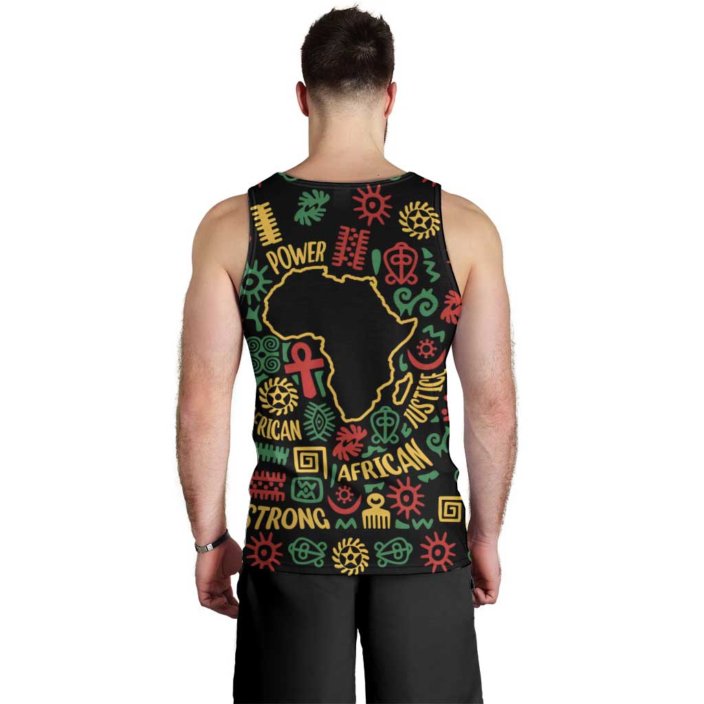 African Map Symbol Men Tank Top with Red Yellow Green Tribal Symbols and Empowering Pattern - Wonder Print Shop