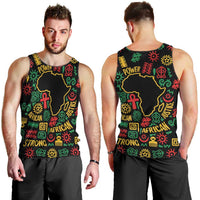 African Map Symbol Men Tank Top with Red Yellow Green Tribal Symbols and Empowering Pattern - Wonder Print Shop