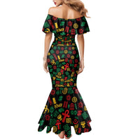 African Map Symbol Mermaid Dress with Red Yellow Green Tribal Symbols and Empowering Pattern - Wonder Print Shop