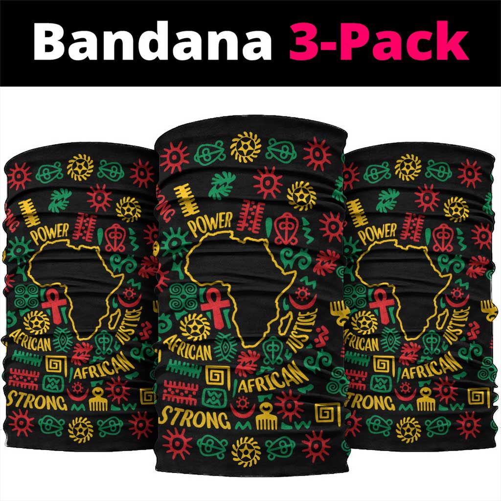 African Map Symbol Neck Gaiter with Red Yellow Green Tribal Symbols and Empowering Pattern - Wonder Print Shop