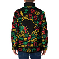 African Map Symbol Padded Jacket with Red Yellow Green Tribal Symbols and Empowering Pattern - Wonder Print Shop
