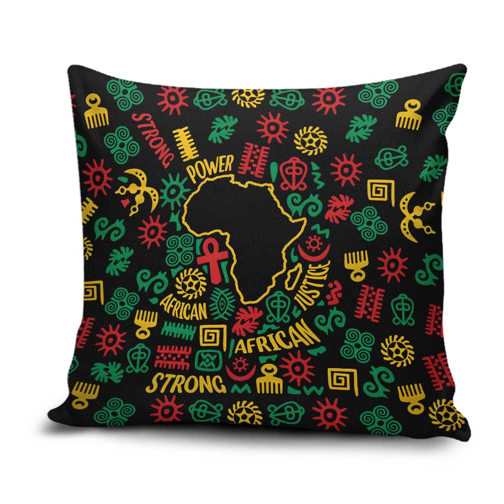African Map Symbol Pillow Cover with Red Yellow Green Tribal Symbols and Empowering Pattern - Wonder Print Shop