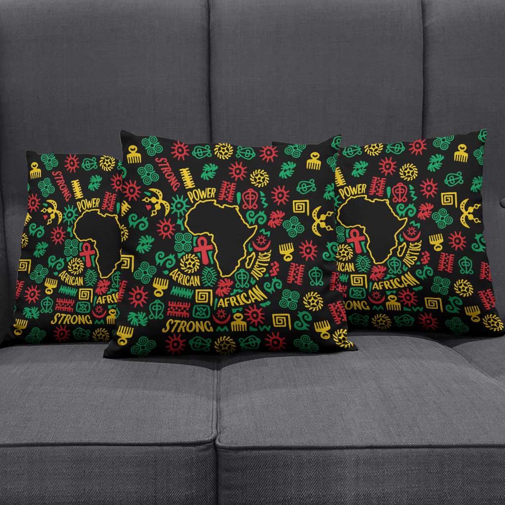 African Map Symbol Pillow Cover with Red Yellow Green Tribal Symbols and Empowering Pattern - Wonder Print Shop
