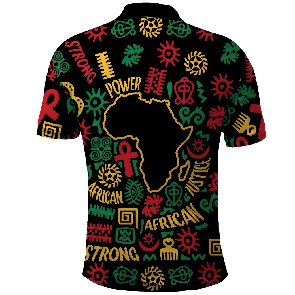 African Map Symbol Polo Shirt with Red Yellow Green Tribal Symbols and Empowering Pattern - Wonder Print Shop