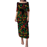 African Map Symbol Puletasi with Red Yellow Green Tribal Symbols and Empowering Pattern - Wonder Print Shop