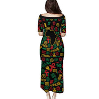 African Map Symbol Puletasi with Red Yellow Green Tribal Symbols and Empowering Pattern - Wonder Print Shop