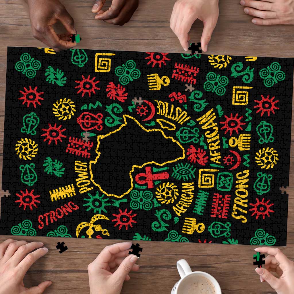 African Map Symbol Puzzle with Red Yellow Green Tribal Symbols and Empowering Pattern - Wonder Print Shop