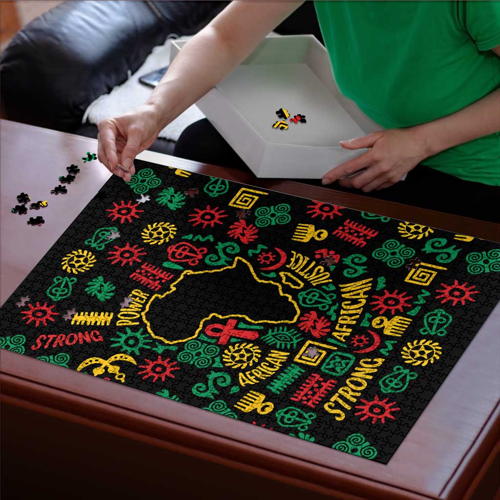 African Map Symbol Puzzle with Red Yellow Green Tribal Symbols and Empowering Pattern - Wonder Print Shop