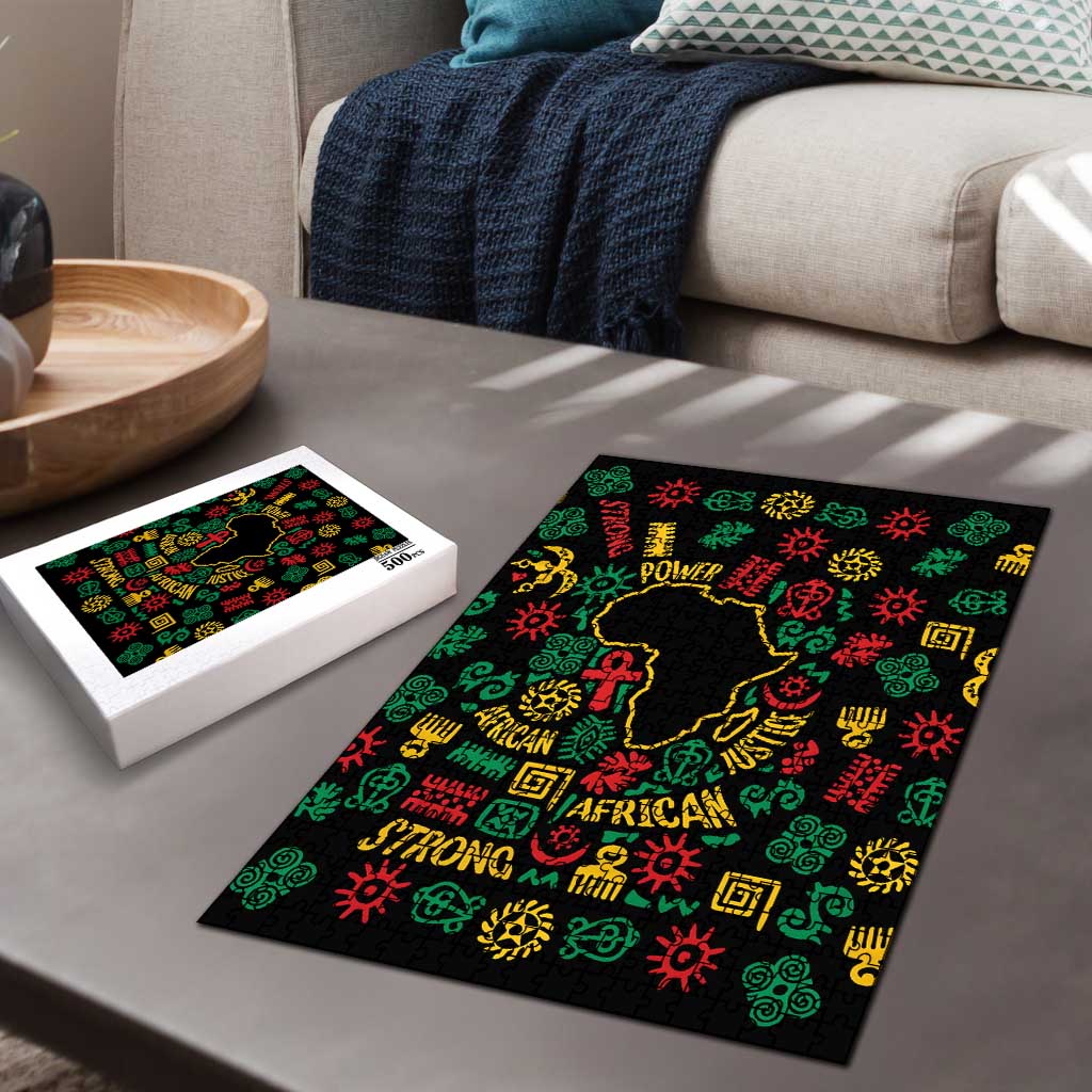 African Map Symbol Puzzle with Red Yellow Green Tribal Symbols and Empowering Pattern - Wonder Print Shop