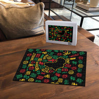 African Map Symbol Puzzle with Red Yellow Green Tribal Symbols and Empowering Pattern - Wonder Print Shop