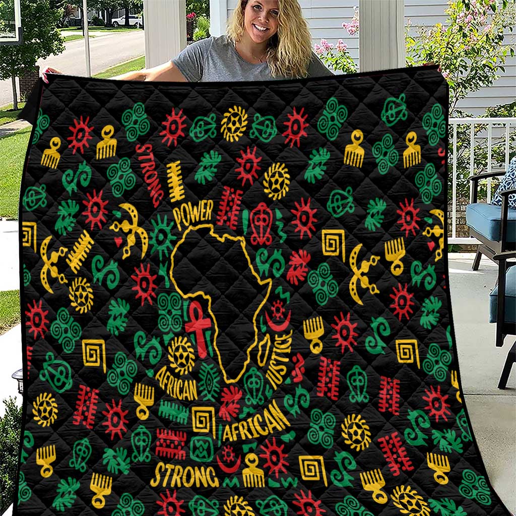 African Map Symbol Quilt with Red Yellow Green Tribal Symbols and Empowering Pattern - Wonder Print Shop