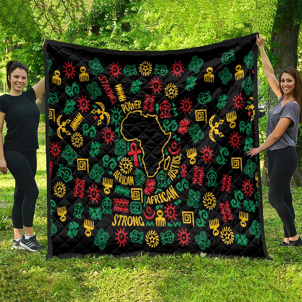 African Map Symbol Quilt with Red Yellow Green Tribal Symbols and Empowering Pattern - Wonder Print Shop