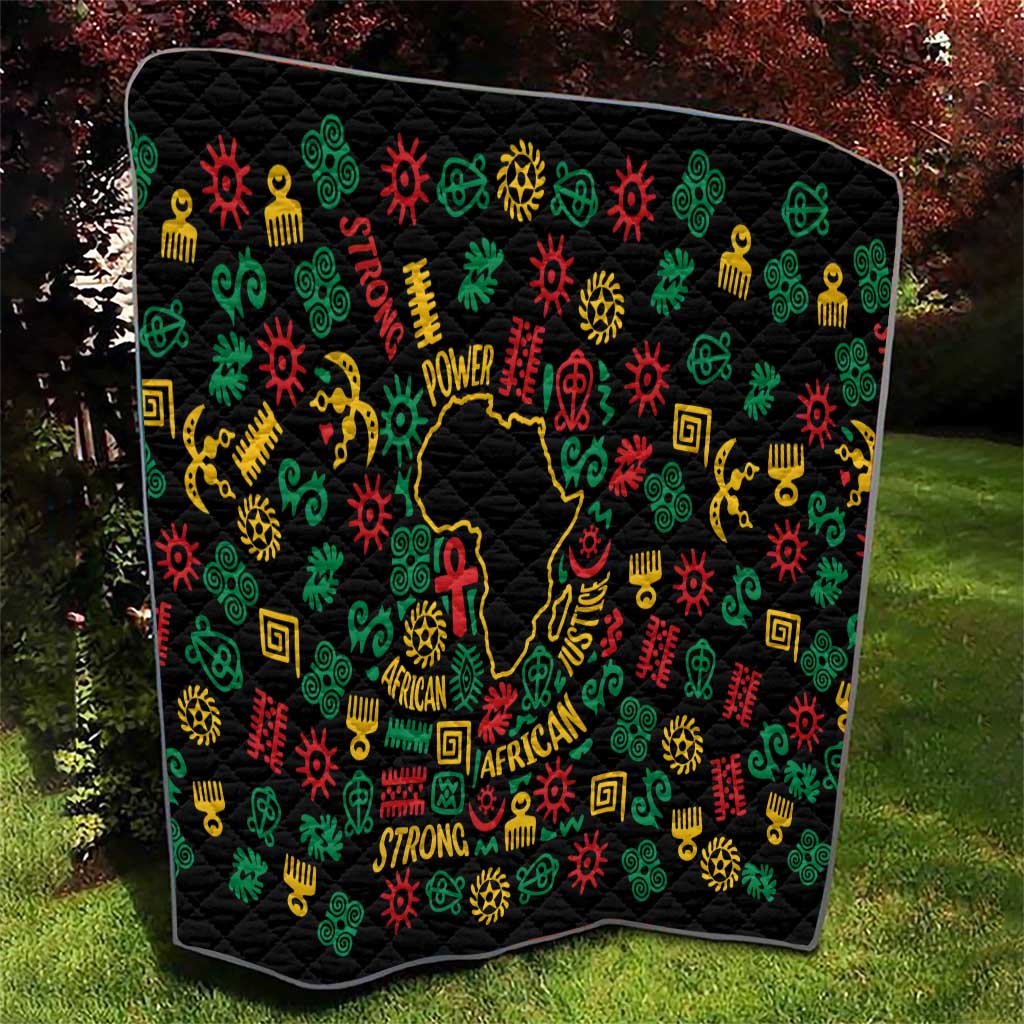 African Map Symbol Quilt with Red Yellow Green Tribal Symbols and Empowering Pattern - Wonder Print Shop