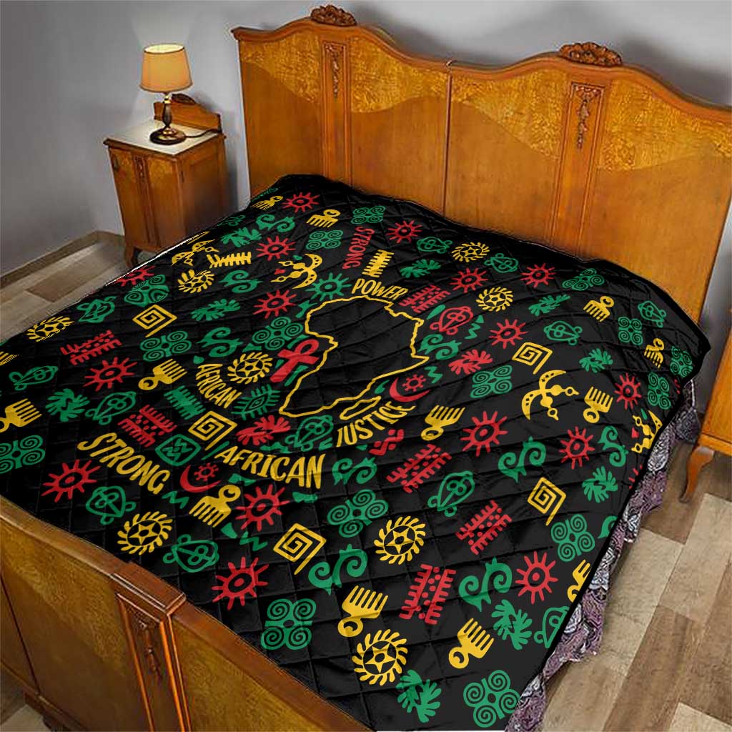 African Map Symbol Quilt with Red Yellow Green Tribal Symbols and Empowering Pattern - Wonder Print Shop