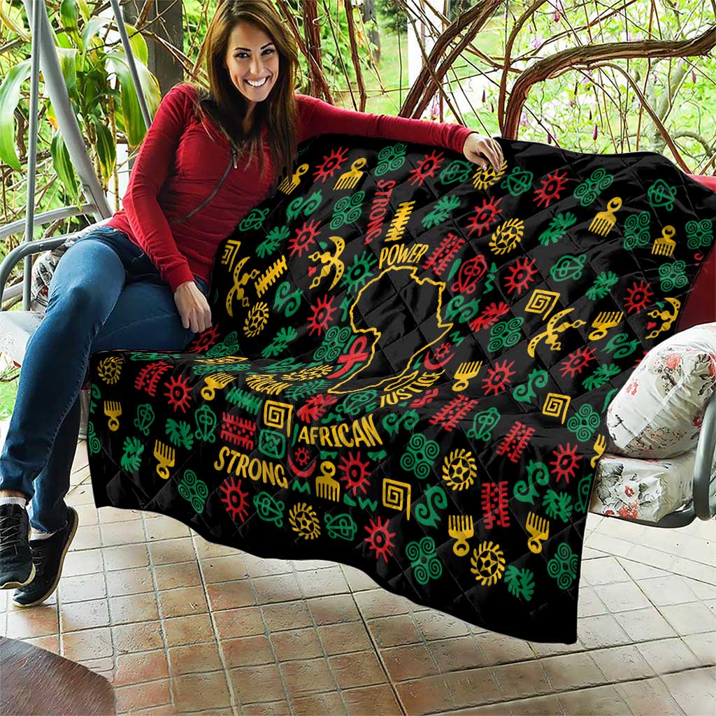 African Map Symbol Quilt with Red Yellow Green Tribal Symbols and Empowering Pattern - Wonder Print Shop