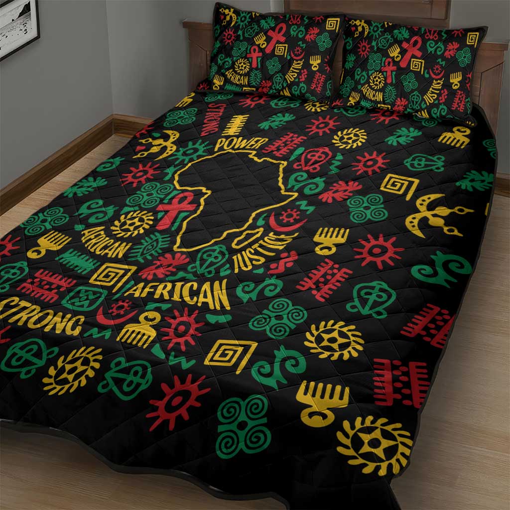 African Map Symbol Quilt Bed Set with Red Yellow Green Tribal Symbols and Empowering Pattern - Wonder Print Shop