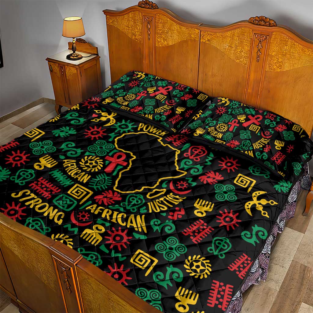 African Map Symbol Quilt Bed Set with Red Yellow Green Tribal Symbols and Empowering Pattern - Wonder Print Shop