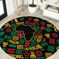 African Map Symbol Round Carpet with Red Yellow Green Tribal Symbols and Empowering Pattern - Wonder Print Shop