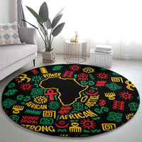 African Map Symbol Round Carpet with Red Yellow Green Tribal Symbols and Empowering Pattern - Wonder Print Shop