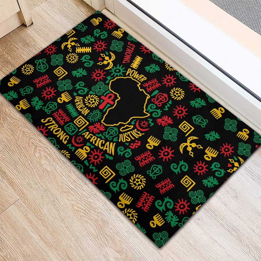 African Map Symbol Rubber Doormat with Red Yellow Green Tribal Symbols and Empowering Pattern - Wonder Print Shop