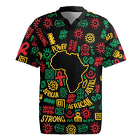 African Map Symbol Rugby Jersey with Red Yellow Green Tribal Symbols and Empowering Pattern - Wonder Print Shop