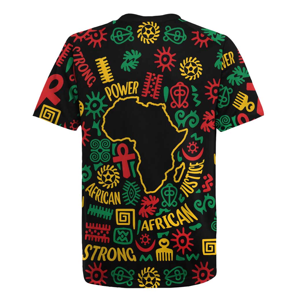 African Map Symbol Rugby Jersey with Red Yellow Green Tribal Symbols and Empowering Pattern - Wonder Print Shop