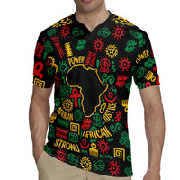 African Map Symbol Rugby Jersey with Red Yellow Green Tribal Symbols and Empowering Pattern - Wonder Print Shop