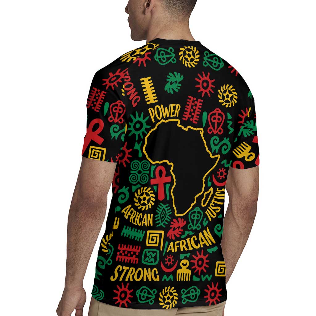 African Map Symbol Rugby Jersey with Red Yellow Green Tribal Symbols and Empowering Pattern - Wonder Print Shop
