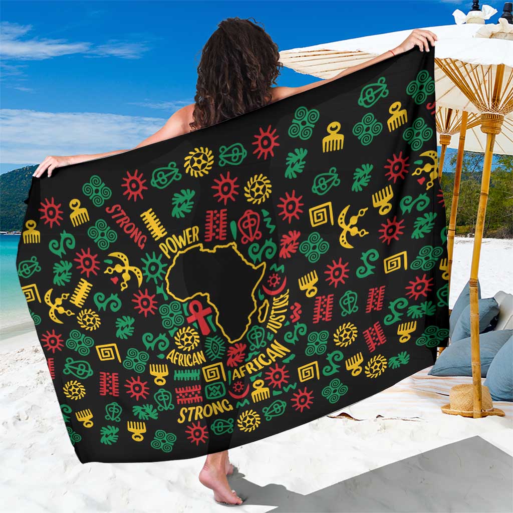 African Map Symbol Sarong with Red Yellow Green Tribal Symbols and Empowering Pattern - Wonder Print Shop