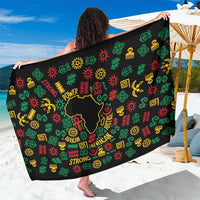 African Map Symbol Sarong with Red Yellow Green Tribal Symbols and Empowering Pattern - Wonder Print Shop