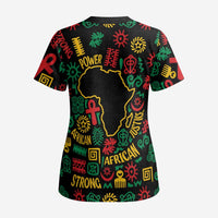 African Map Symbol Scrub Top with Red Yellow Green Tribal Symbols and Empowering Pattern - Wonder Print Shop