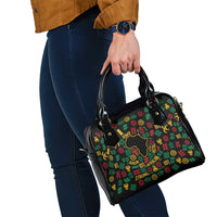 African Map Symbol Shoulder Handbag with Red Yellow Green Tribal Symbols and Empowering Pattern - Wonder Print Shop