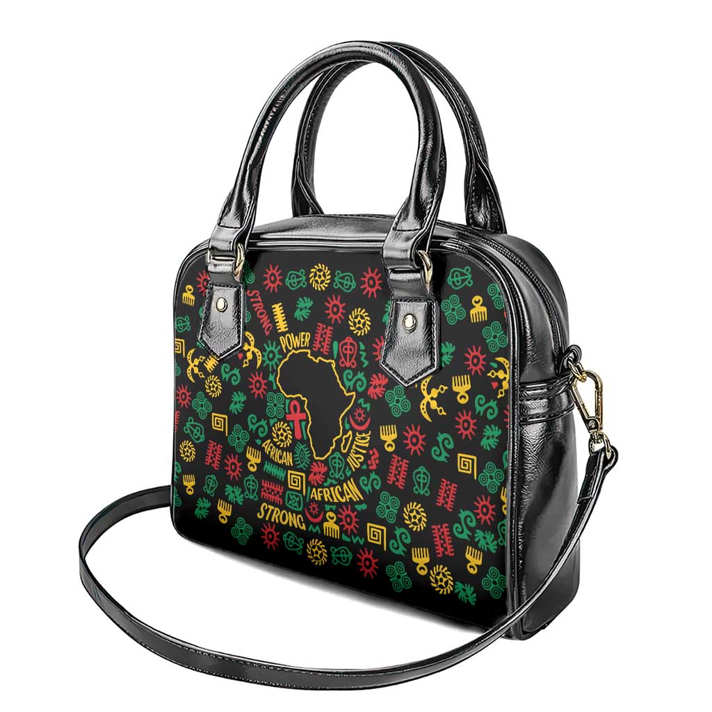 African Map Symbol Shoulder Handbag with Red Yellow Green Tribal Symbols and Empowering Pattern - Wonder Print Shop