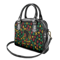 African Map Symbol Shoulder Handbag with Red Yellow Green Tribal Symbols and Empowering Pattern - Wonder Print Shop