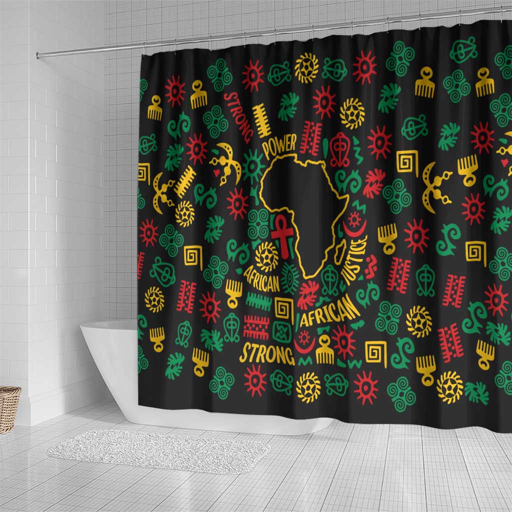 African Map Symbol Shower Curtain with Red Yellow Green Tribal Symbols and Empowering Pattern - Wonder Print Shop