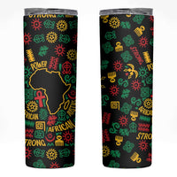 African Map Symbol Skinny Tumbler with Red Yellow Green Tribal Symbols and Empowering Pattern - Wonder Print Shop