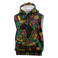 African Map Symbol Sleeveless Hoodie with Red Yellow Green Tribal Symbols and Empowering Pattern - Wonder Print Shop