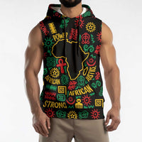 African Map Symbol Sleeveless Hoodie with Red Yellow Green Tribal Symbols and Empowering Pattern - Wonder Print Shop