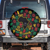 African Map Symbol Spare Tire Cover with Red Yellow Green Tribal Symbols and Empowering Pattern - Wonder Print Shop
