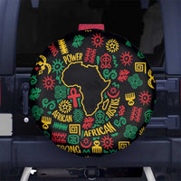 African Map Symbol Spare Tire Cover with Red Yellow Green Tribal Symbols and Empowering Pattern - Wonder Print Shop