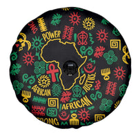 African Map Symbol Spare Tire Cover with Red Yellow Green Tribal Symbols and Empowering Pattern - Wonder Print Shop