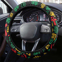 African Map Symbol Steering Wheel Cover with Red Yellow Green Tribal Symbols and Empowering Pattern - Wonder Print Shop