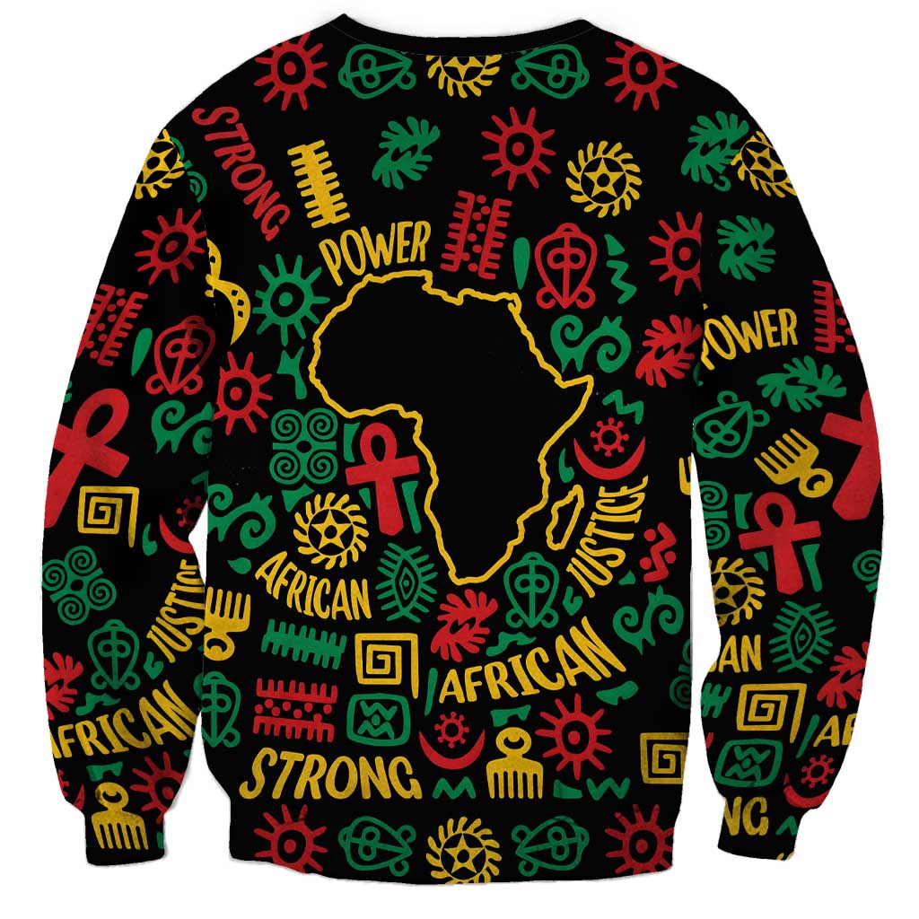 African Map Symbol Sweatshirt with Red Yellow Green Tribal Symbols and Empowering Pattern - Wonder Print Shop