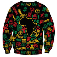 African Map Symbol Sweatshirt with Red Yellow Green Tribal Symbols and Empowering Pattern - Wonder Print Shop