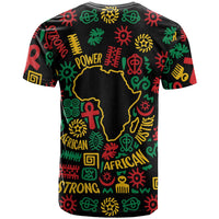 African Map Symbol T Shirt with Red Yellow Green Tribal Symbols and Empowering Pattern - Wonder Print Shop