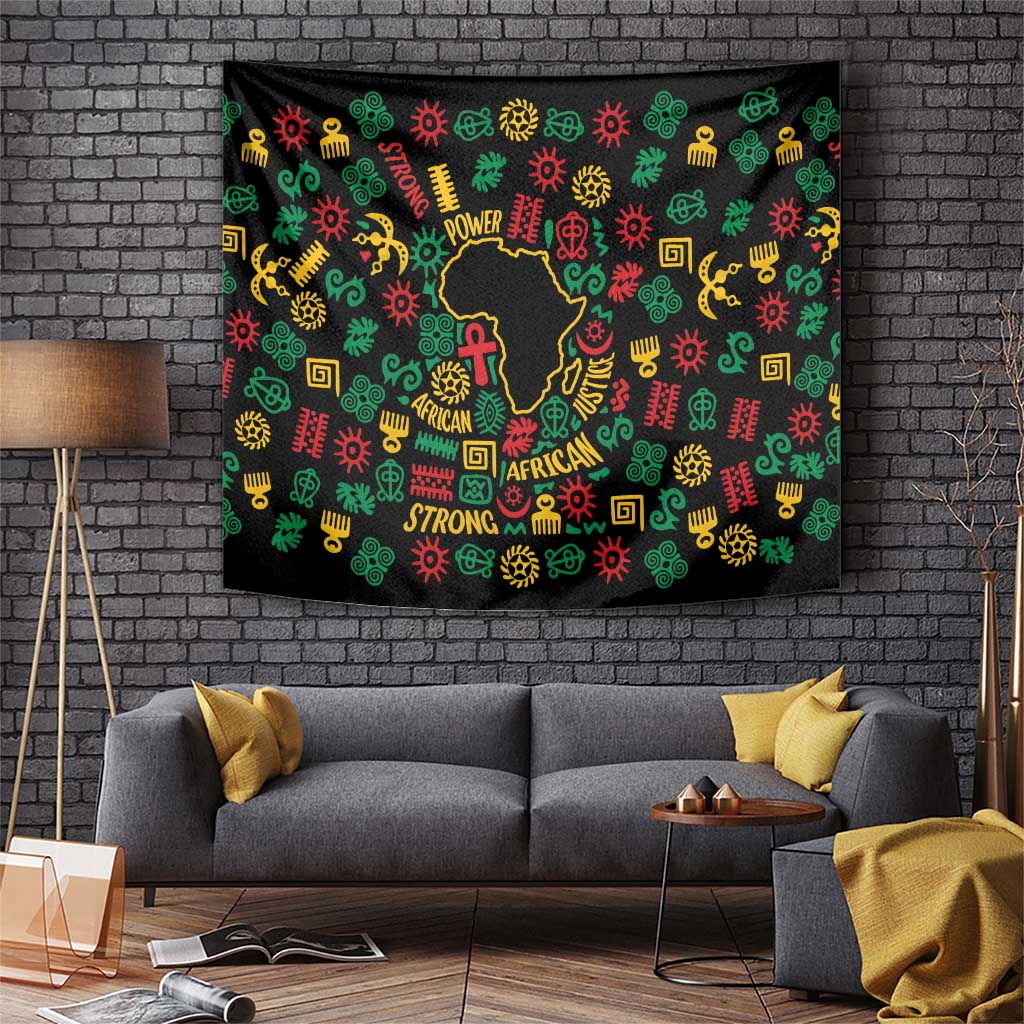 African Map Symbol Tapestry with Red Yellow Green Tribal Symbols and Empowering Pattern - Wonder Print Shop